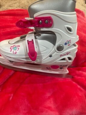 Kids Adjustable White & Pink Ice Skates - Party Girl